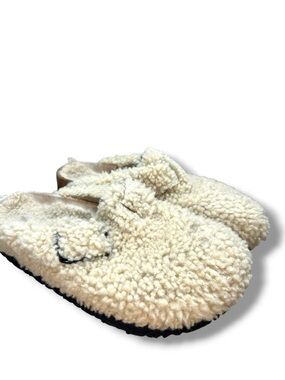 Birkenstock Pappillio Boston Big Buckle Flex Platform Teddy Eggshell Size 10